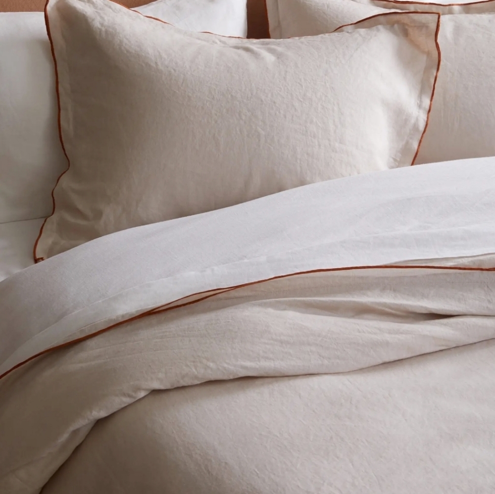 NWT- Quince European Linen Embroidered Duvet Cover & Shams! King/ Cal King(726) - Picture 6 of 14
